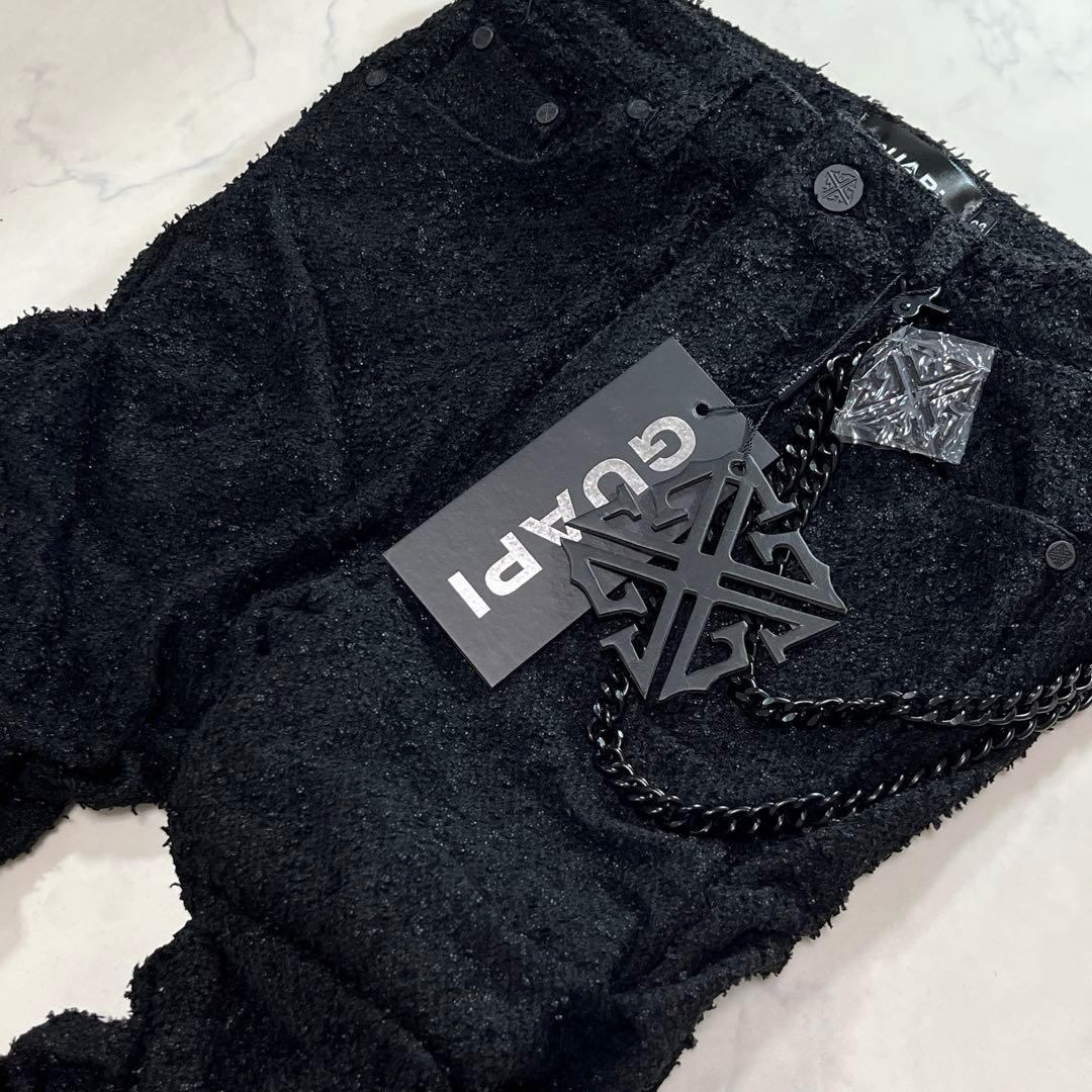 GUAPI グアピ オールブラック スーパースタックチェーンデニム 新品 28