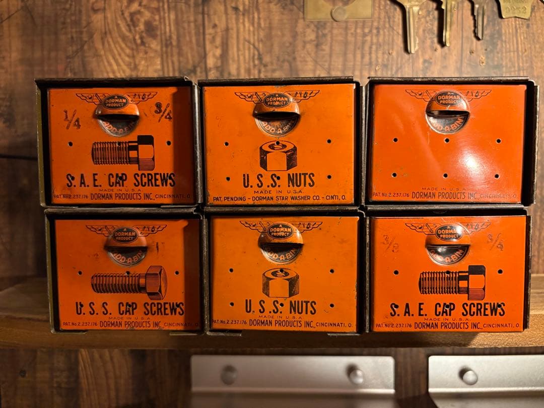 USAパーツキャビネット×6連結／1950s／DORMAN PRODUCTS パーツキャビネット 50s DORMAN社製 -通販-ローズボールアンティークス