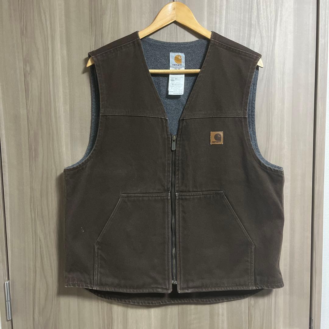 カーハート　ダックベスト　ダークブラウン　L メキシコ製 00s Carhartt Duck Vest 00年代 カーハート ダックベスト ブラウン
