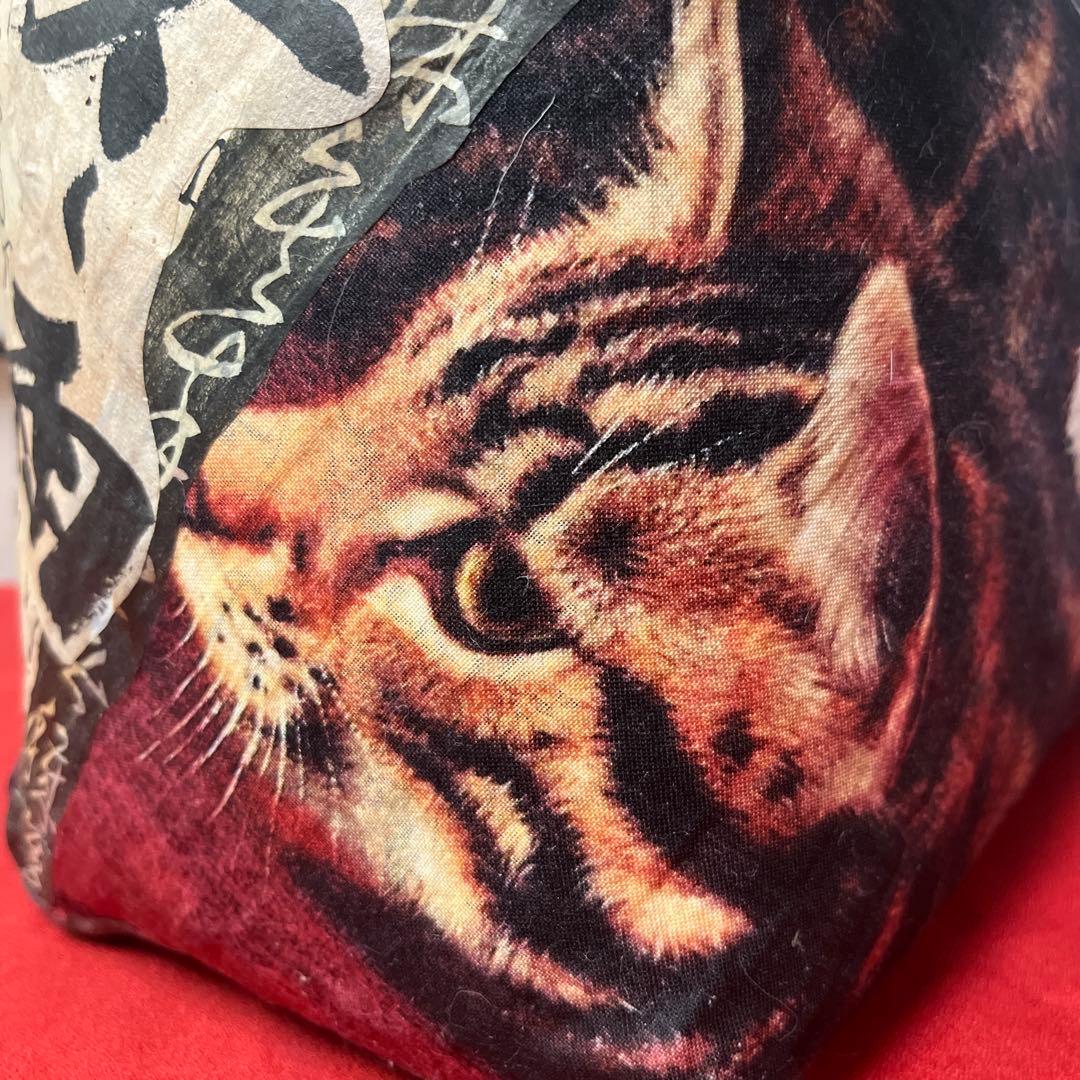 金魚鉢の側の猫 一閑張り バッグ かごバッグ ハンドバッグ 猫 茶トラ