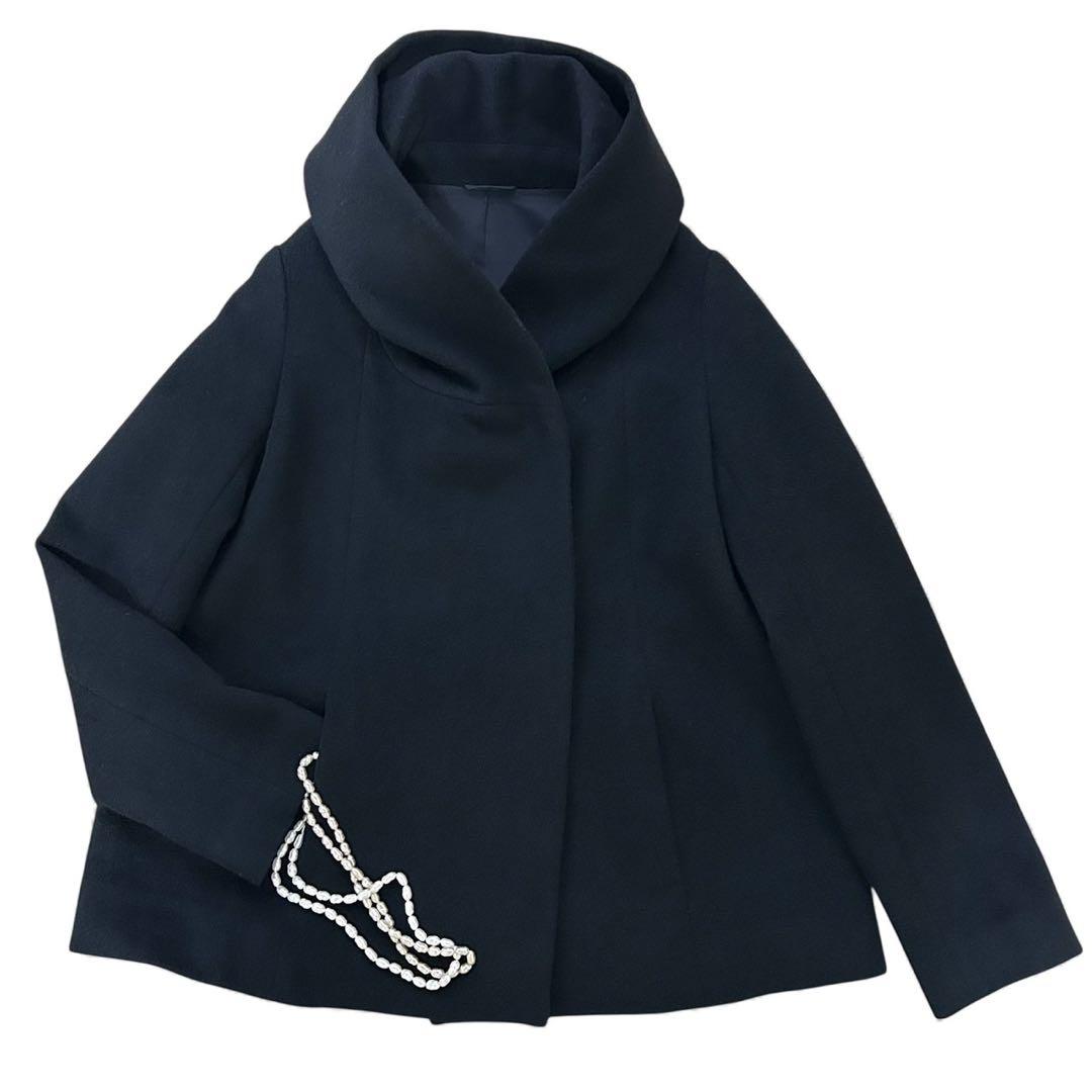 美品　アナイ　アンゴラ混　ボリュームショールカラー　シャルムショートコート　黒 ANAYI アンゴラシャルム ショートコート 38 グレー｜Yahoo!フリマ（旧