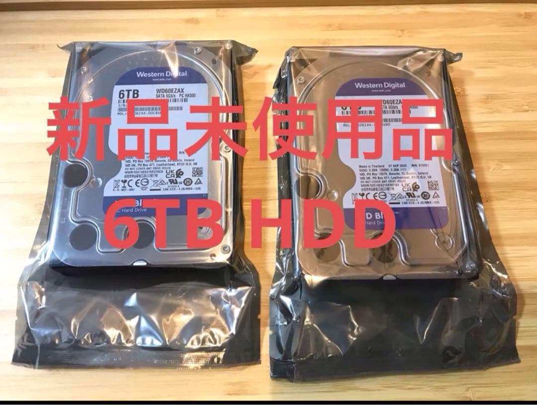 【新品未使用】WESTERN DIGITAL 6TB HDD 3.5インチx2台 WD Blue SATA3 6Gbps(SATA6G) 3.5インチ 内蔵ハードディスク 6TB