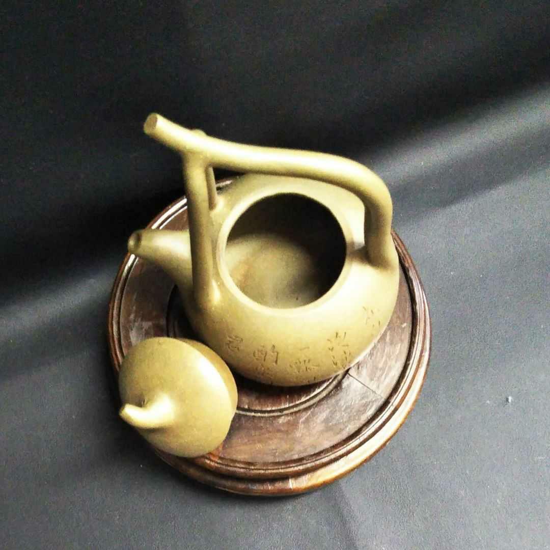 中国古美術/緑泥詩文提梁壺/(底款:阿曼館堂)