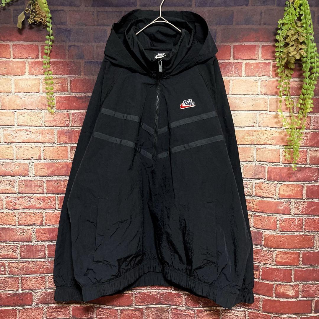 希少✨ナイキ アノラックパーカー ナイロンジャケット 筆記体 刺繍ロゴ