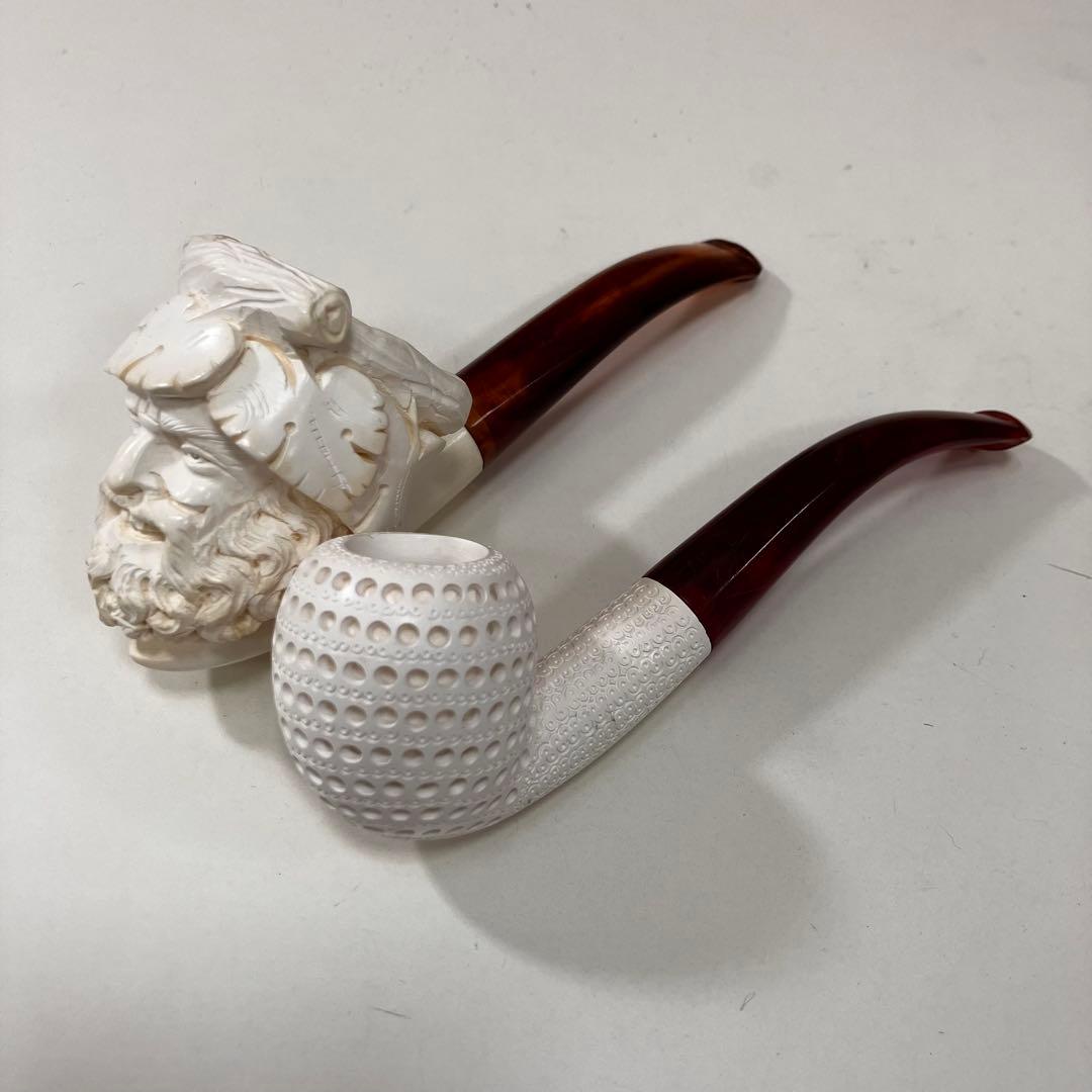 Meerschaum Pipe ミアシェルム パイプ 海泡石 専用ケース付 Eagle in Claw Meerschaum Pipe Carved by I. Baglan 13451