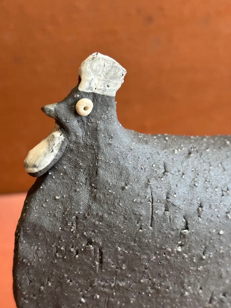 やまちゃん様専用河井寛次郎作色絵草花文鶏形置物 森の一番鶏夜から朝