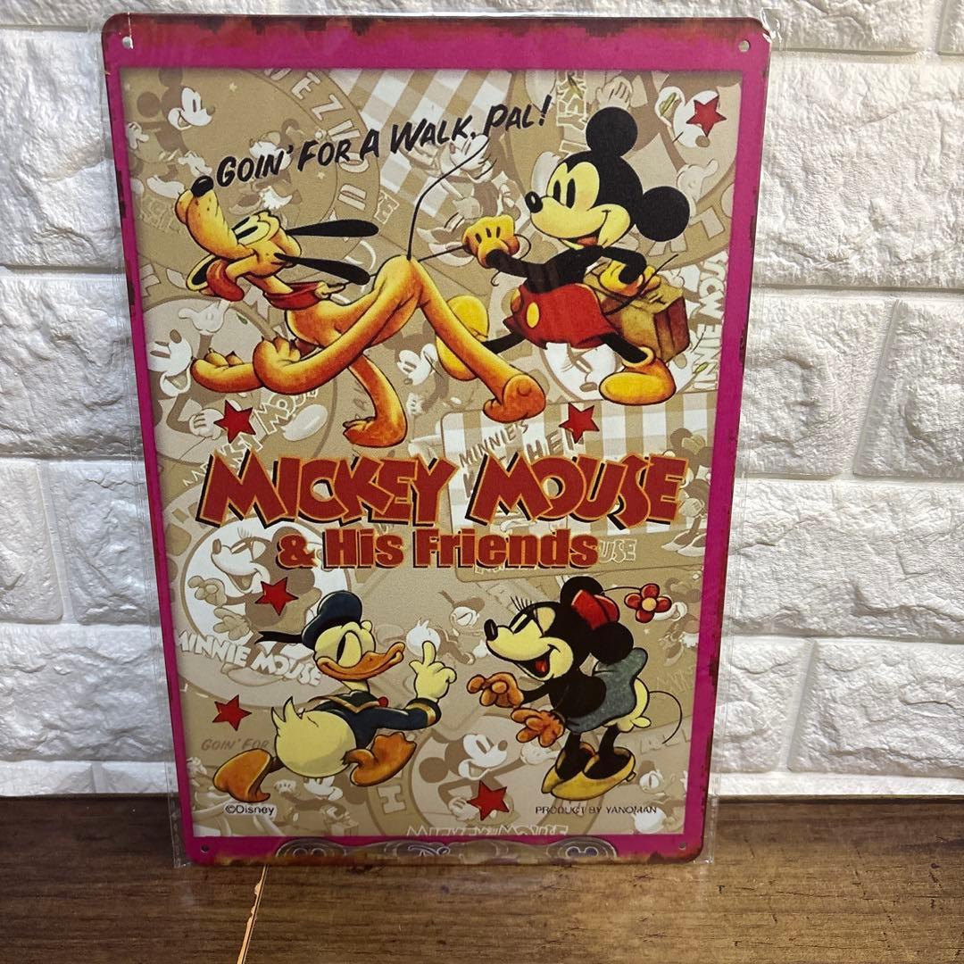 ディズニー フレンズ ブリキ 看板 ミッキー ミニー プルート ドナルド