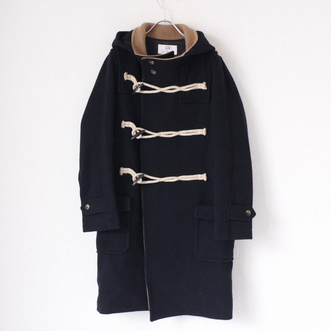 JUN OKAMOTO ダッフルコート Sサイズ ブラック ウール フード LEON掲載 定価9 2万 junhashimoto BLANKET DUFFLE COAT 2 ジュン