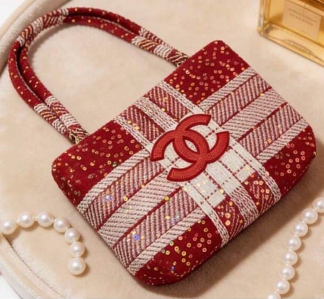 シャネル CHANEL 赤 新品 スパンコール トートバッグ - メルカリ