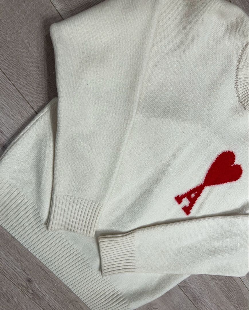 芸能人着用】AMI PARIS アミパリス ロゴニット セーター ホワイト M