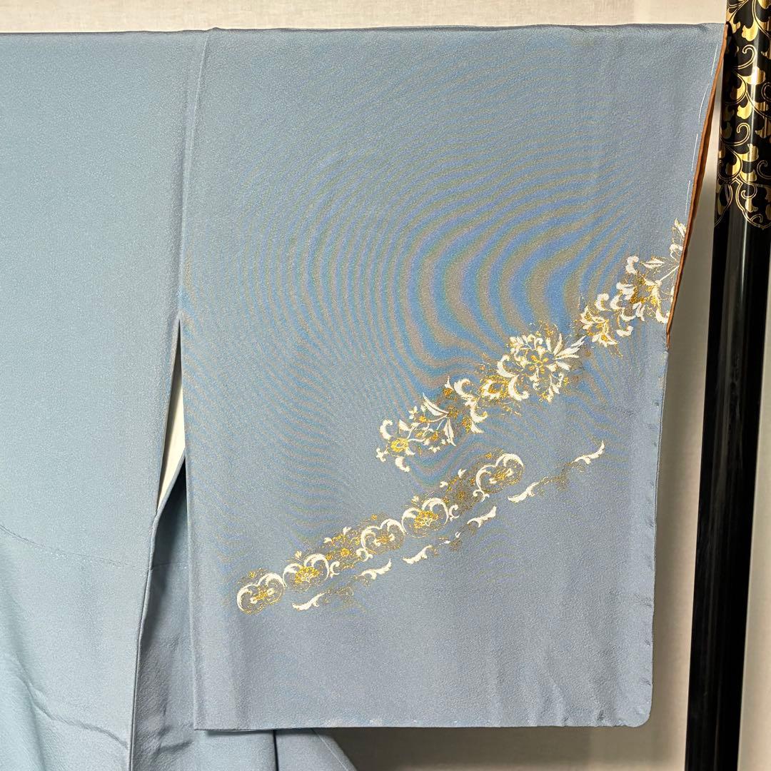 D80訪問着 丹下雄介 一つ紋 刺繍 正絹着物 袷 しつけ糸付き未使用極美