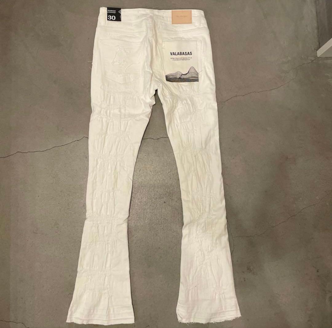 新品valabasasバラバサスダメージスキニーフレアデニムホワイト30