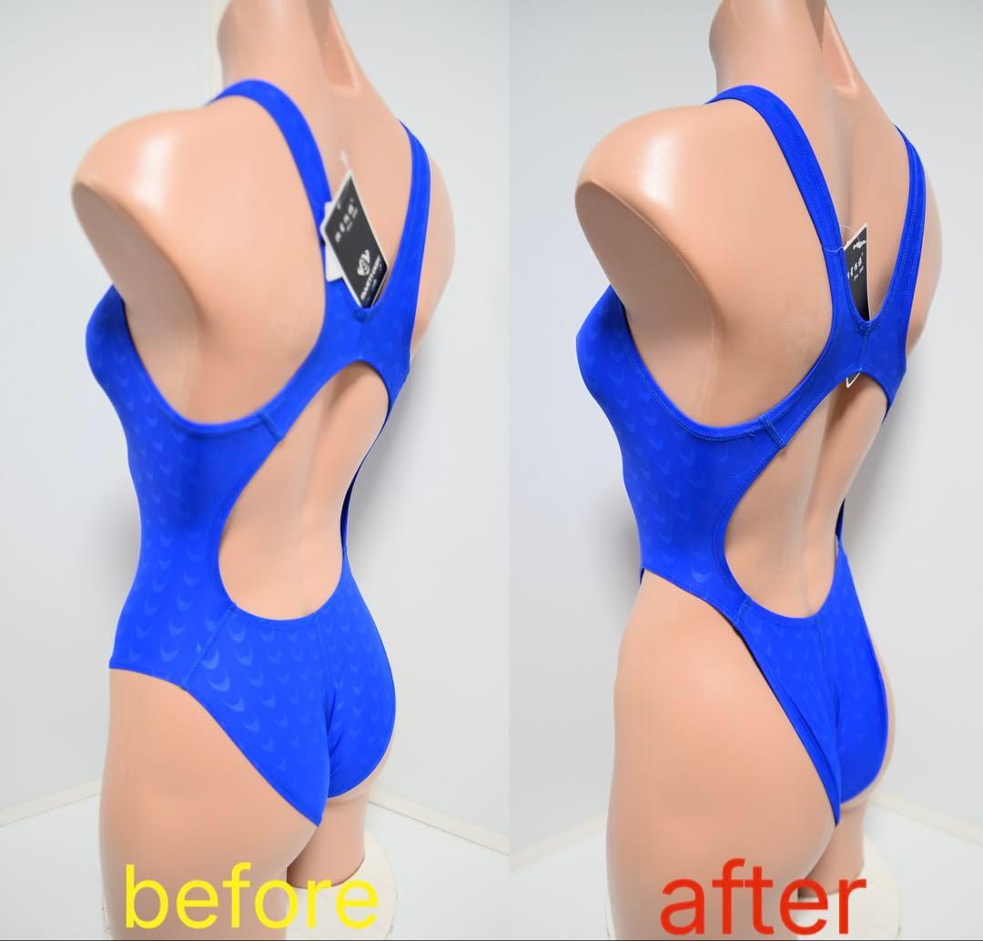 SWIMTHERY改 青 競泳水着 ハイレグ 小尻カットコスホリ