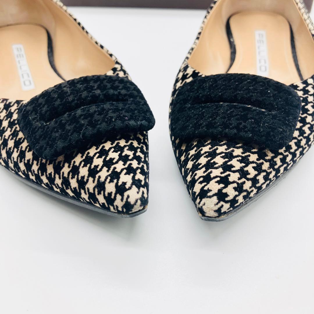 極美品✨ペリーコ千鳥格子フラット パンプスチェックアネッリ フィッビア