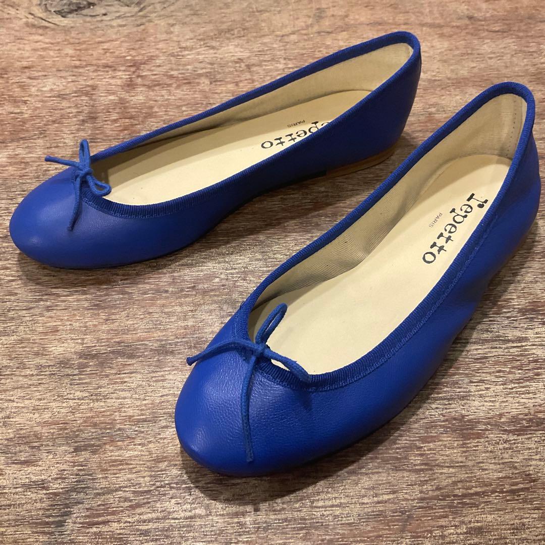 極美品！レペット バレエシューズ リボン ペタ靴 フラットシューズ 35 青 極美品！レペット バレエシューズ リボン ペタ靴 フラットシューズ 35