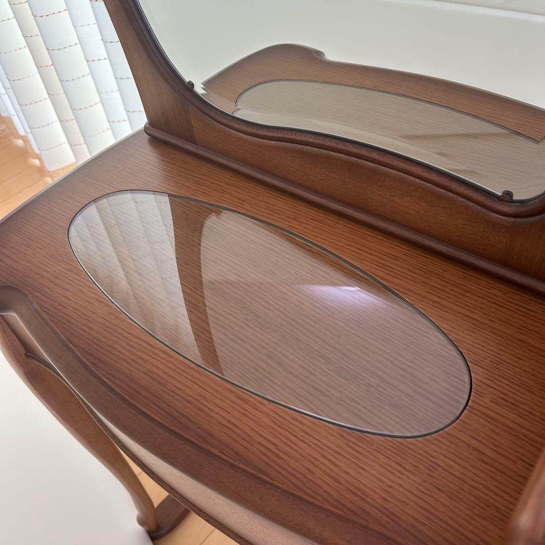 猫脚ドレッサー 高級 アンティーク レトロランプ付 開き鏡