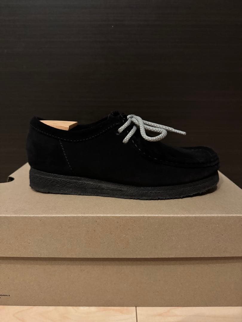クラークス ワラビー ブラックスエード UK6.5(25.0cm)