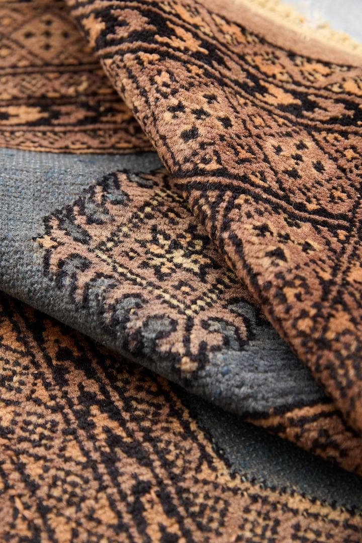 ヴィンテージラグ トライバルラグ ラホール産（119×76cm）青 茶 グレー