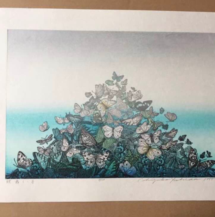 吉田千鶴子 木版＋亜鉛凸版「蝶舞う－冬」シート - メルカリ