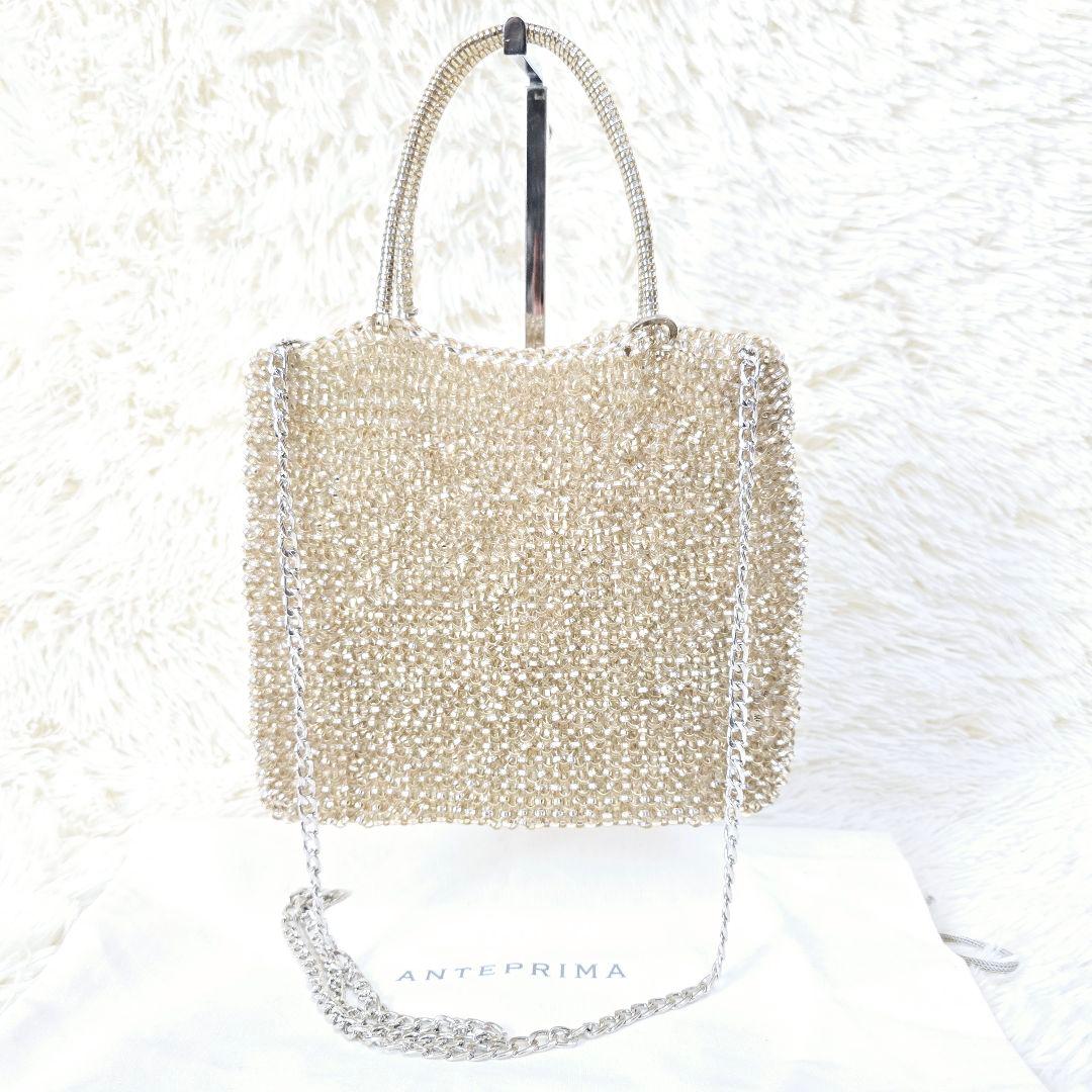 美品✨アンテプリマ スクエア ミディアム シルバー ゴールド ペルラ グリッター/スクエア ミディアム/シルバーゴールド ｜ 【公式