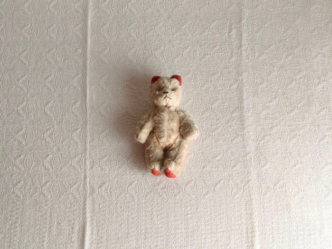 * vintage bear ❀ * 朱色のお耳の クマちゃん Japanese Vintage Rubber Face Smiling Bear Plush Toy - 1950's