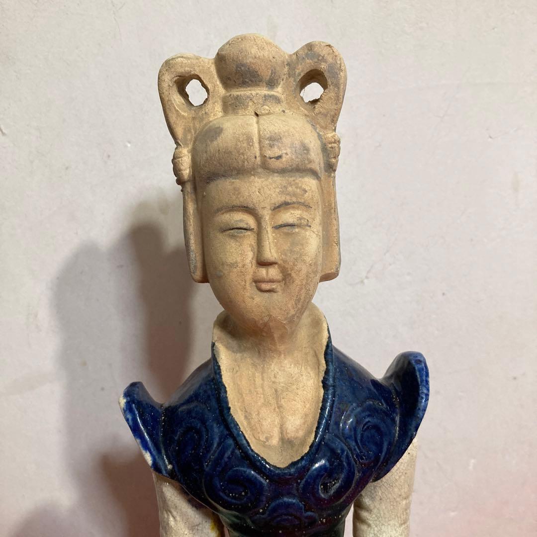 レトロアンティーク古玩出土品中国唐三彩女性俑（年代不明）