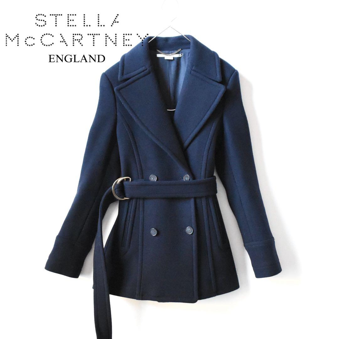 【ステラマッカートニー】ベルテッドウールピーコート ネイビー 近年 34/S 中古・古着通販】STELLA McCARTNEY (ステラマッカートニー) ダブル
