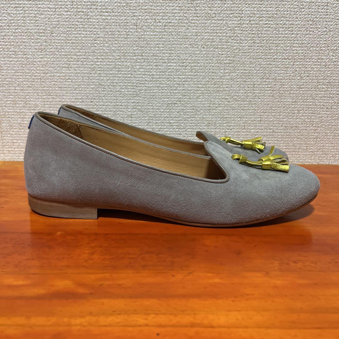 ❀美品 シャテル グレー タッセルローファー 23.5cm 36.5 ゴールド