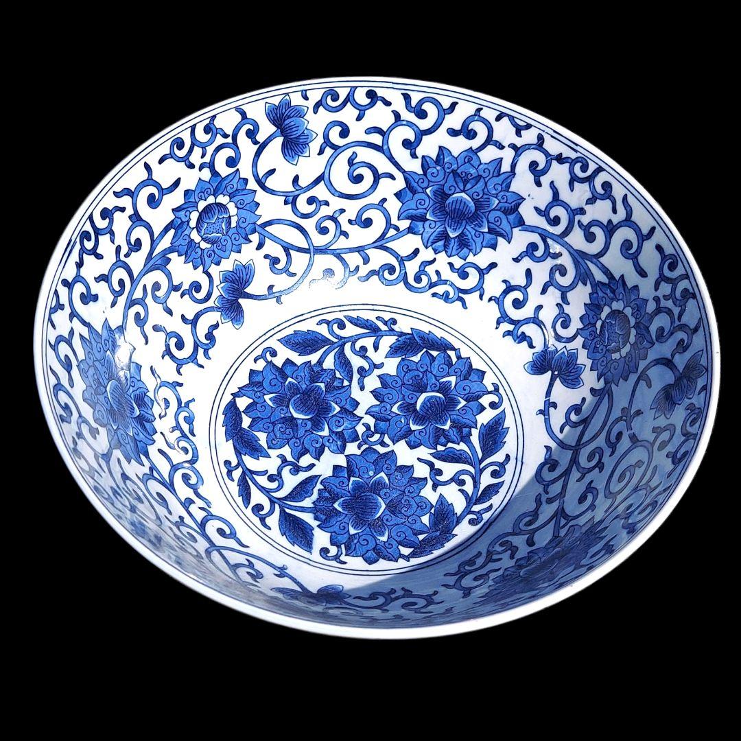 ◇大明嘉靖年製 大鉢/深鉢/陶磁器/陶芸/染付/中国美術/唐物/骨董品