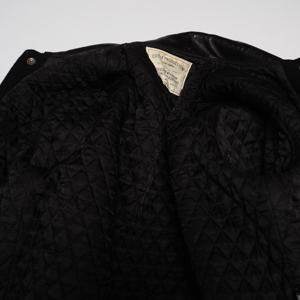 COOTIE PRODUCTIONS 襟付き短丈 袖革スタジャン チェーン刺繍 COOTIE