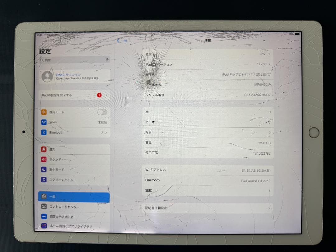 ジャンク品】iPad Pro 12.9インチ 第2世代 256GB