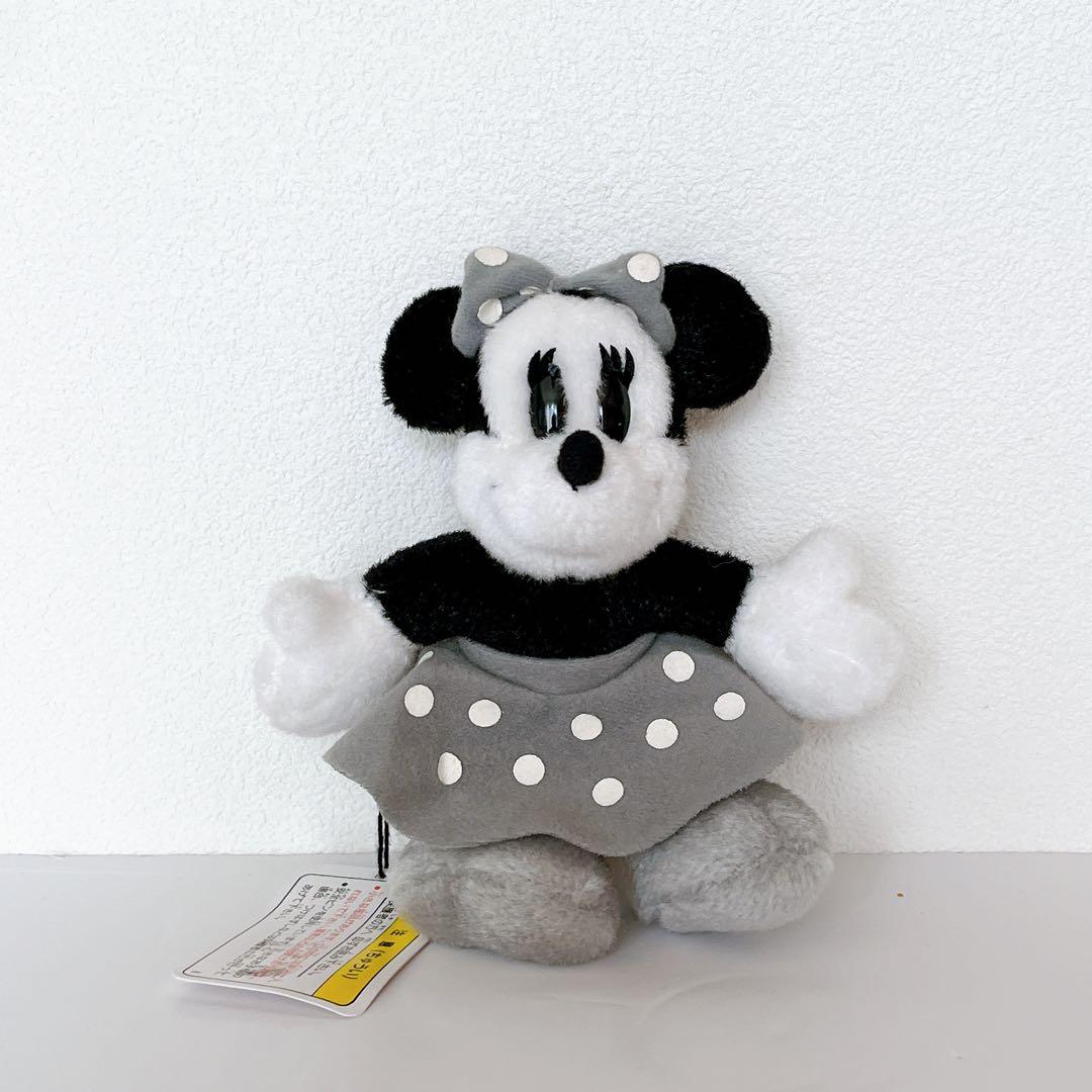 タグ付 東京ディズニーランド ミニー モノクロぬいぐるみバッジ ぬいバ