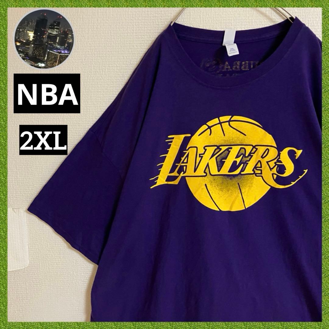 NBA ロサンゼルスレイカーズ ビッグロゴ Tシャツtシャツ バスケ 2XL 紫