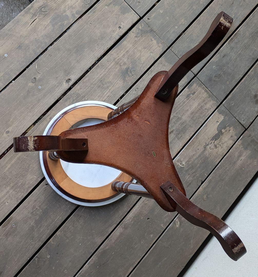 ヴィンテージ 木製大理石サイドテーブル 花台 アンティーク家具 昭和レトロ