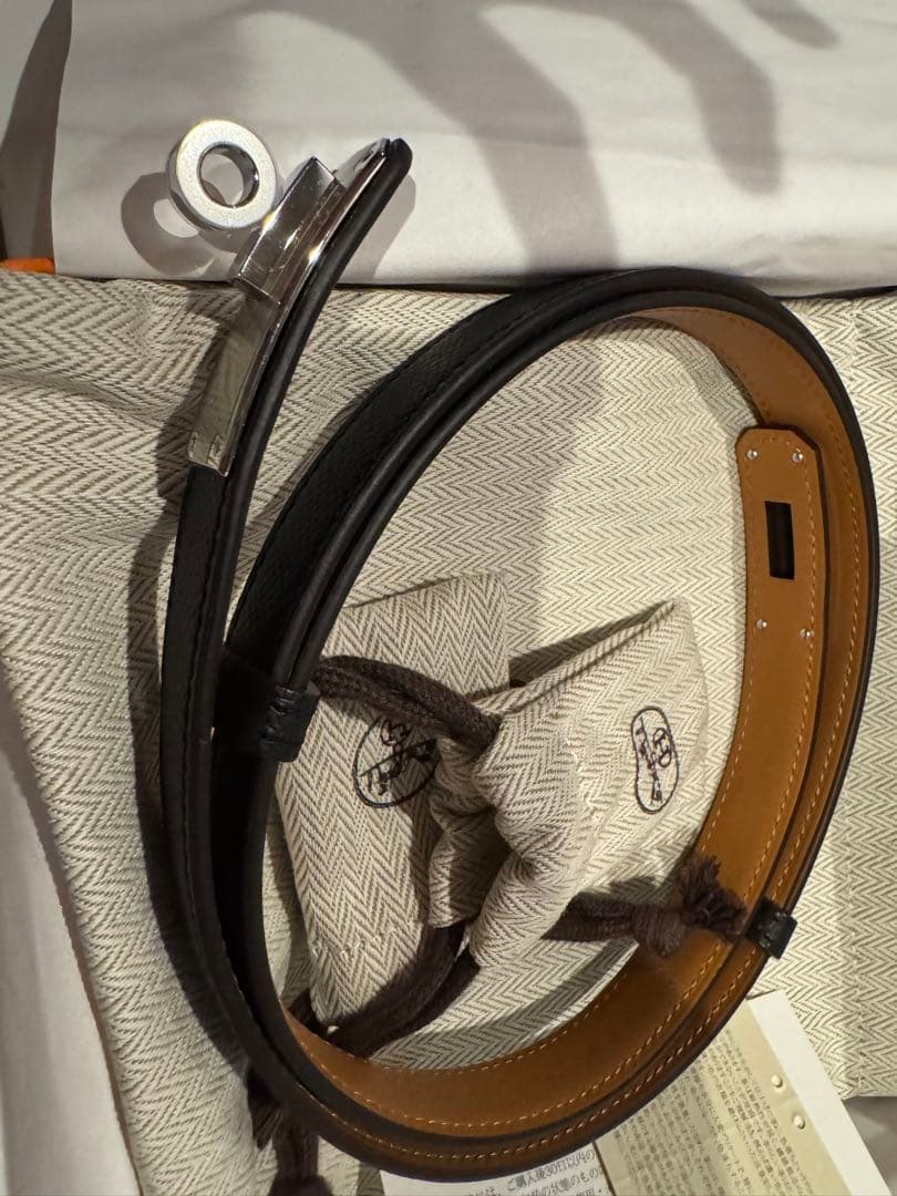 新品未使用 エルメス ケリーベルト18 ブラック/シルバー金具 黒 K刻印