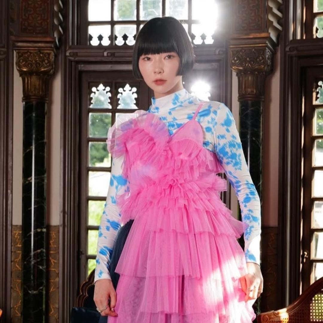 VIVIANO ヴィヴィアーノ Ruffle Tulle Bustier ピンク VIVIANO × JURK / Tulle Bustier | JURK