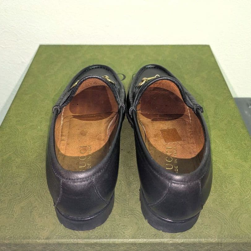 グラP様GUCCI ヴィンテージ ホースビットローファー ラグソール 黒 35C