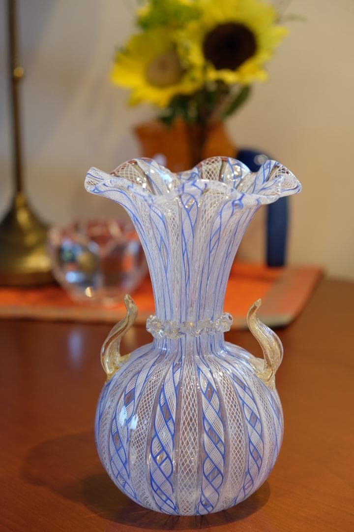 レースガラス 花瓶 ベネチアングラス ムラーノガラス アンティーク 江波冨士子 ベネチアンガラス アンティーク カップ＆ソーサー ガラス ムラノ 江波