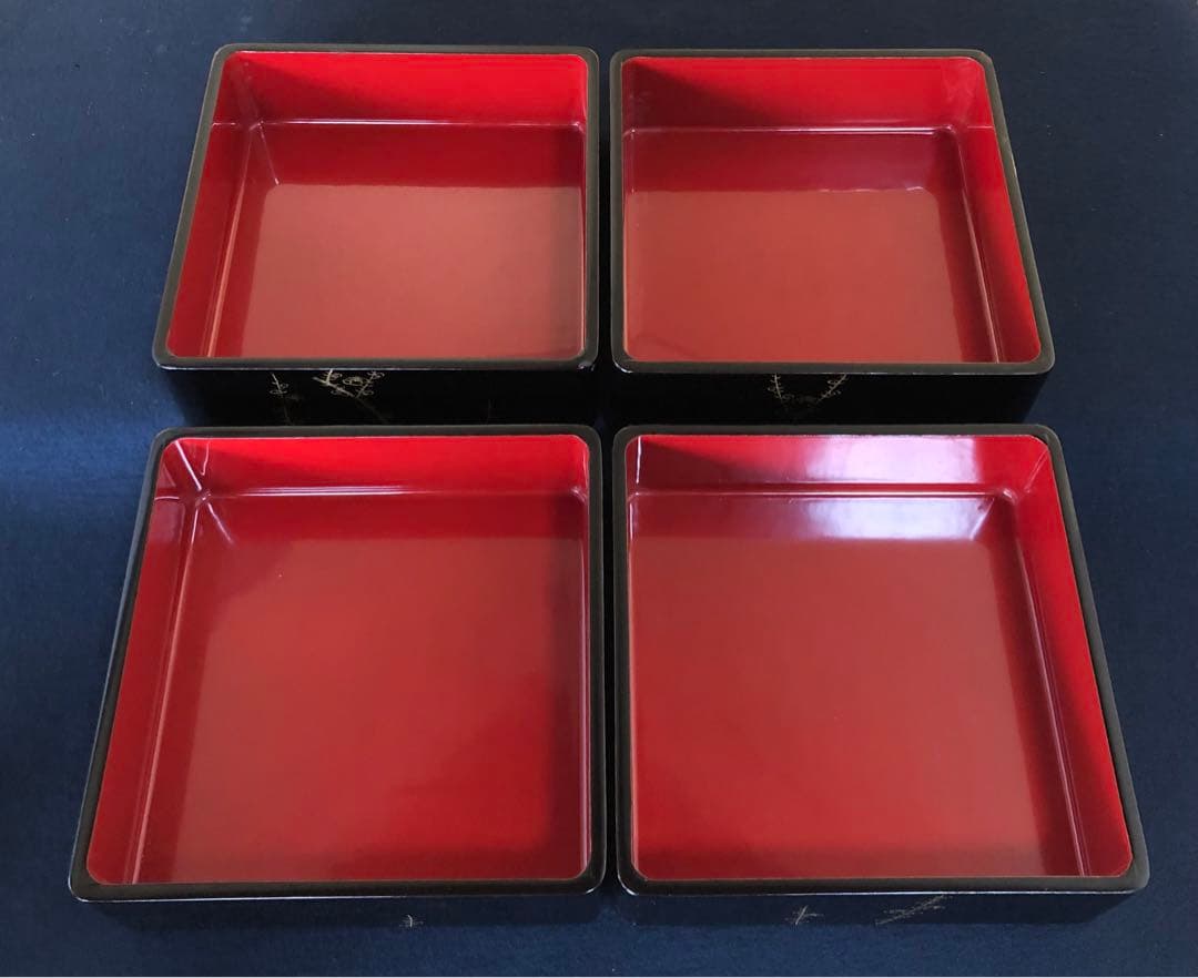 ❗️割引《R》黒内朱 沈金松竹梅 四段重 替蓋付 木箱　251117え2