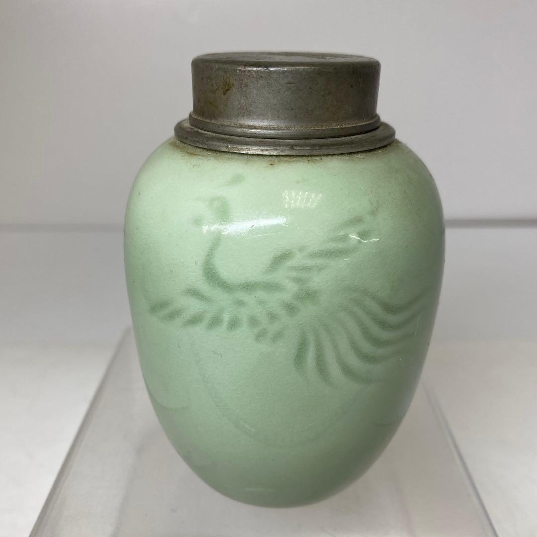 時代　青磁　錫蓋　茶壺　東さ8-0124① AS20240116001633.jpg