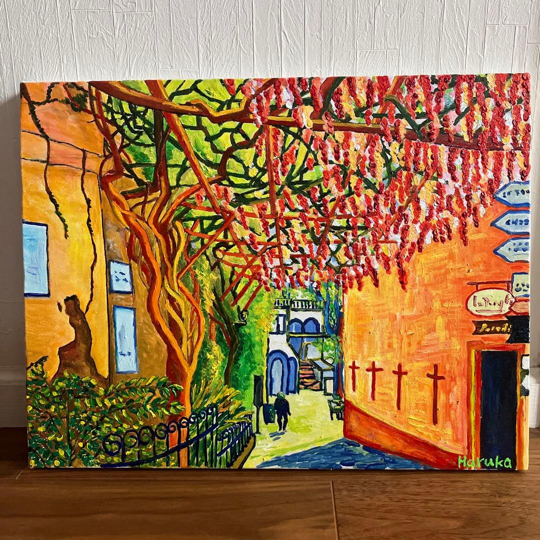 絵画 油絵 F6 キャンバス 坂道 - メルカリ