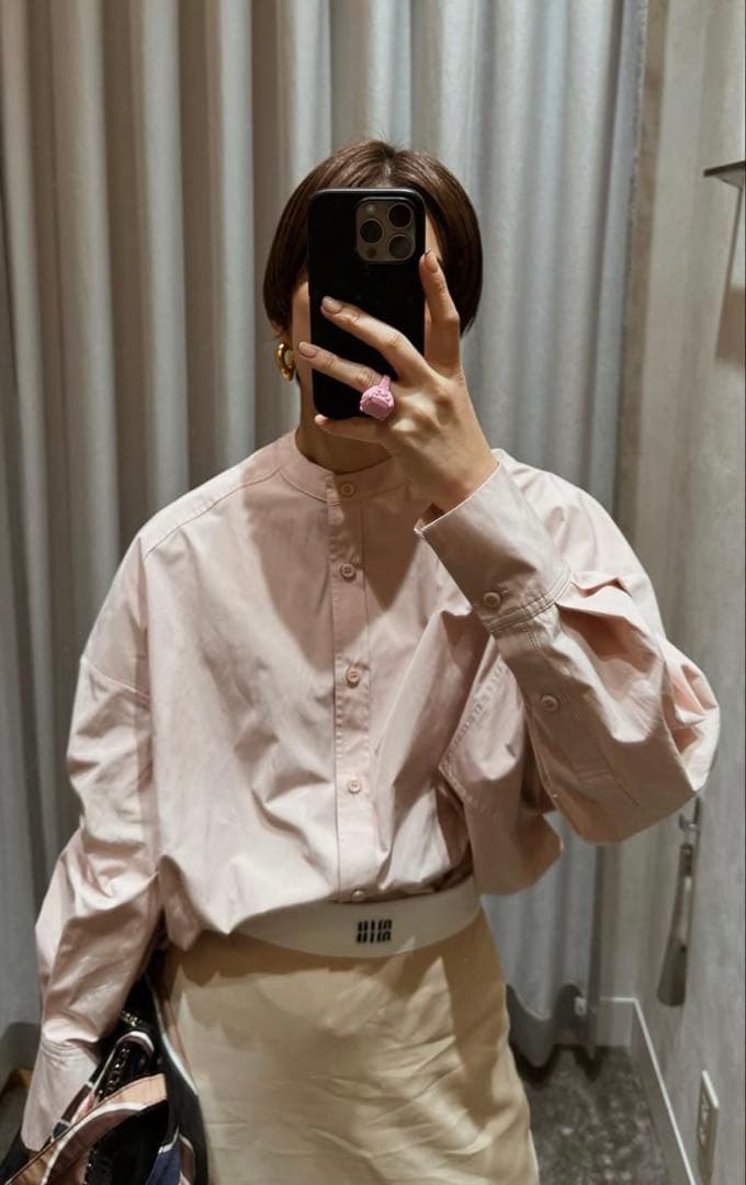 MACHATT マチャット スタンドカラーオーバーシャツ ピンク - メルカリ