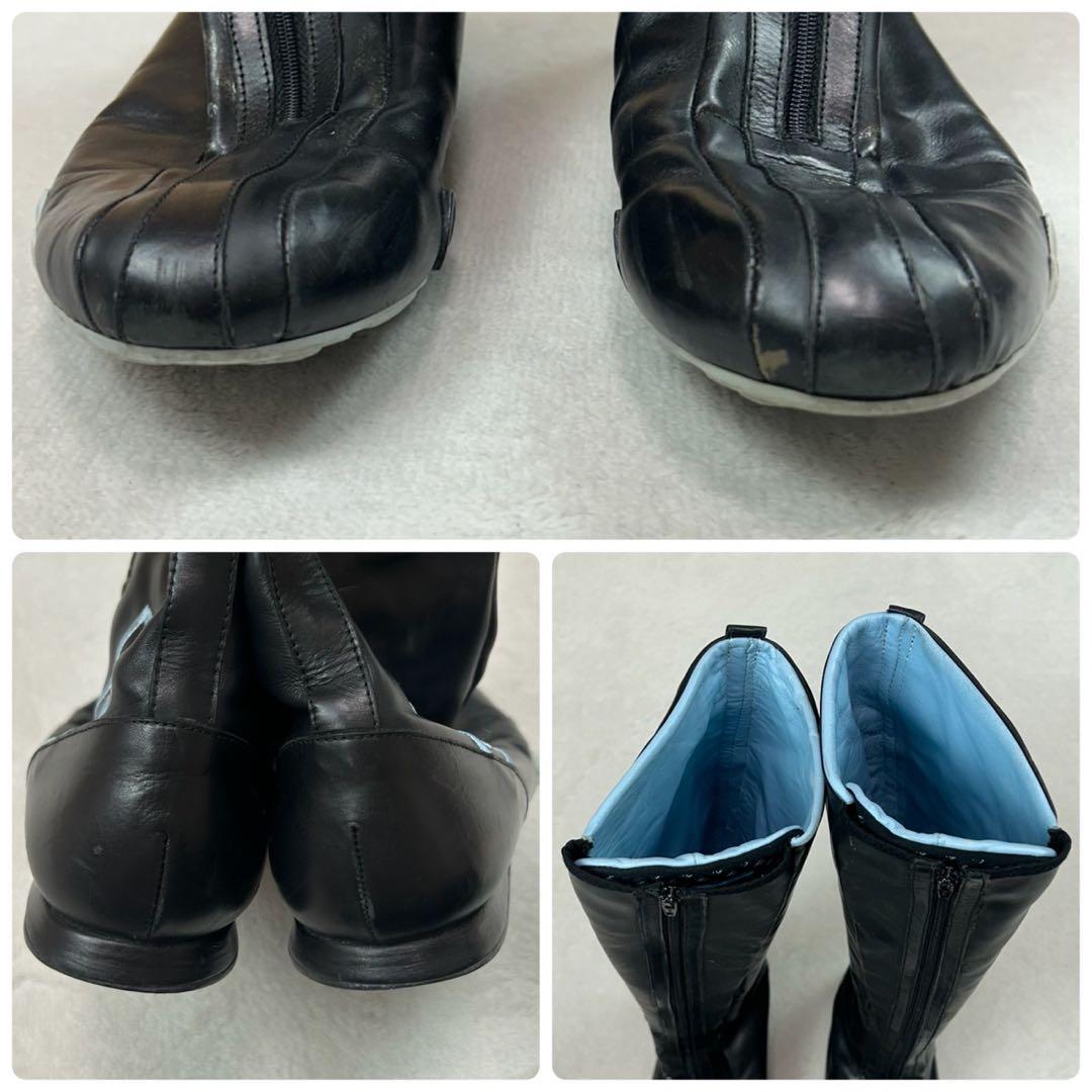 K634 25.0cm シャネル ココマーク 刺繍 ブーツ ブラック レディース