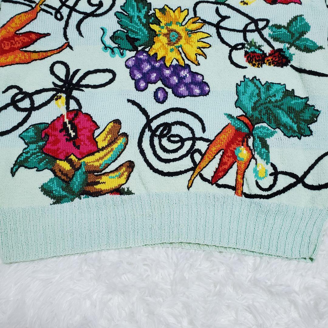 希少✨ficce フィッチェ ハンドニット セーター 花柄 果物 野菜 柄