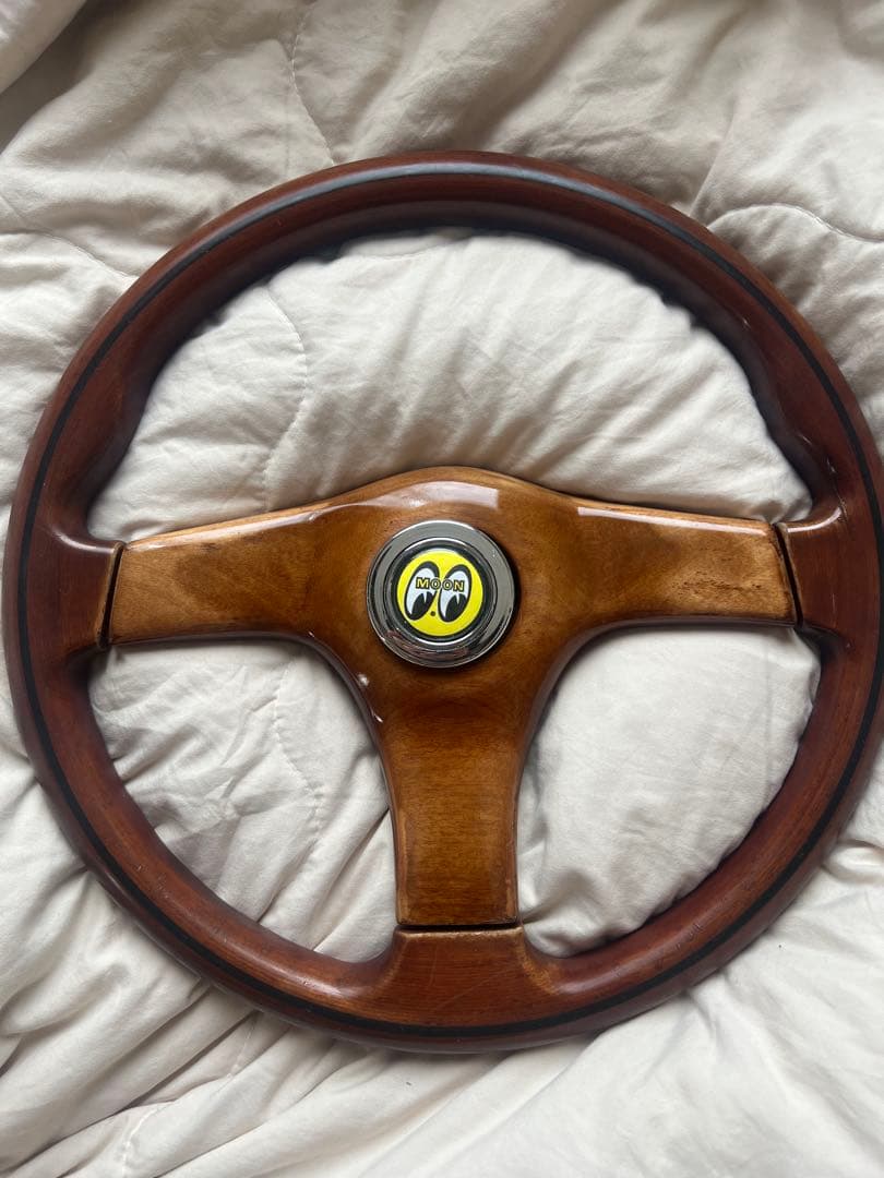 【即決の方お値引き❗️】当時物 ウッドステアリング MOONEYES ホーン付き MOONEYES ムーンアイズ ウッド ステアリング Grant Challenger Wood