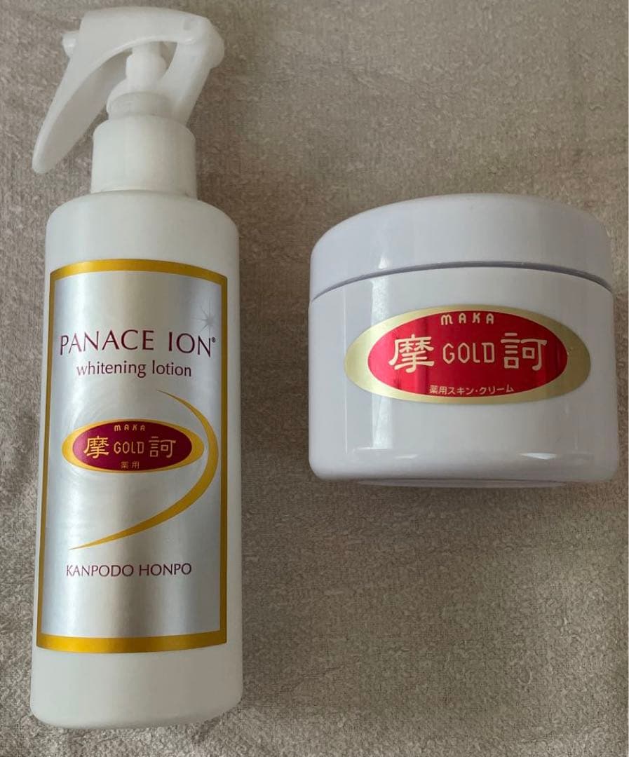 摩訶ゴールドクリーム、ホワイトニングローション 残量８割程 摩訶ゴールドクリーム、ホワイトニングローション 残量8割程 - メルカリ