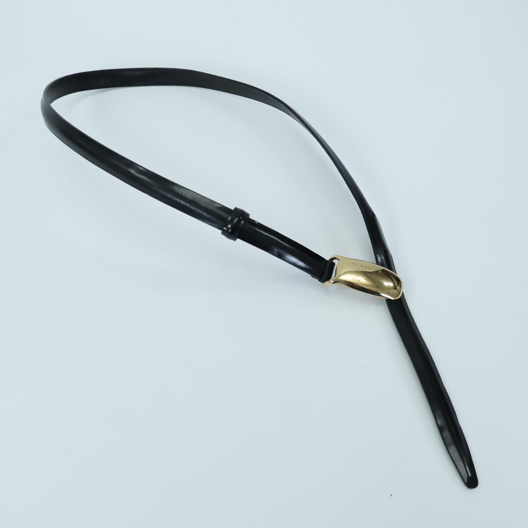 美品 GUCCI グッチ レザー ベルト ゴールド金具 ブラック イタリア製