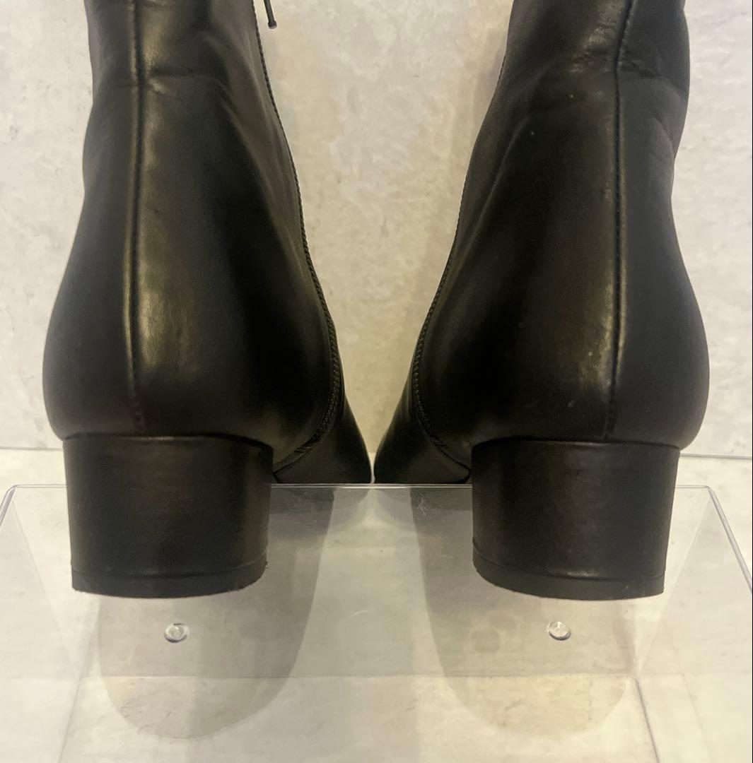 ダイアナ ショートブーツ スクエアトゥ サイドジップ ブラック 24㎝