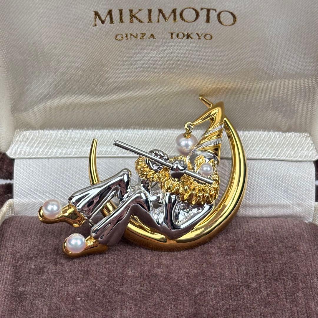 極美品✨ミキモト 本真珠 パール ブローチ ピエロ ムーン ゴールド×シルバー 楽天市場】ミキモト ピエロモチーフ パール 真珠 ブローチ シルバー/GP