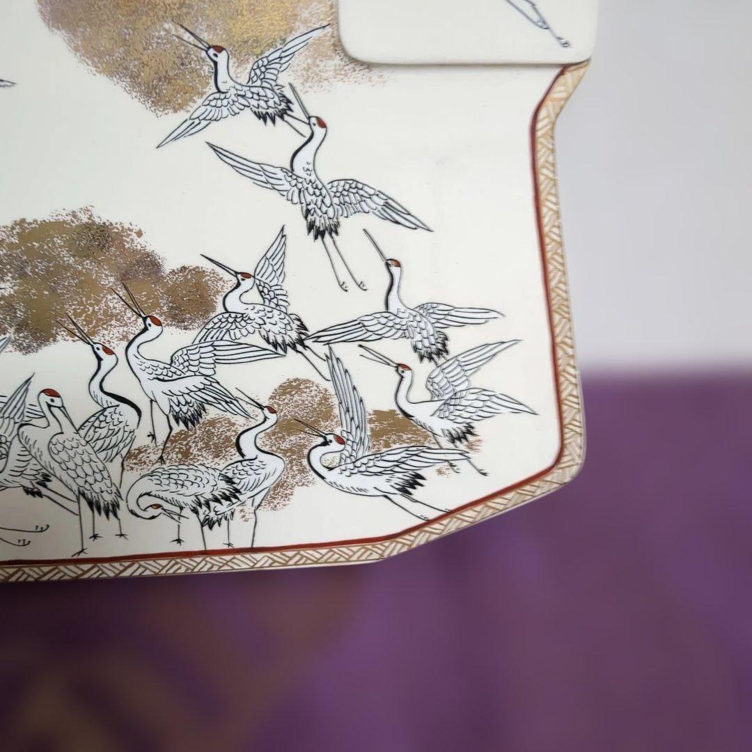 九谷焼 手描きの鶴 飾額 お正月 結婚式 お祝い プレート 皿
